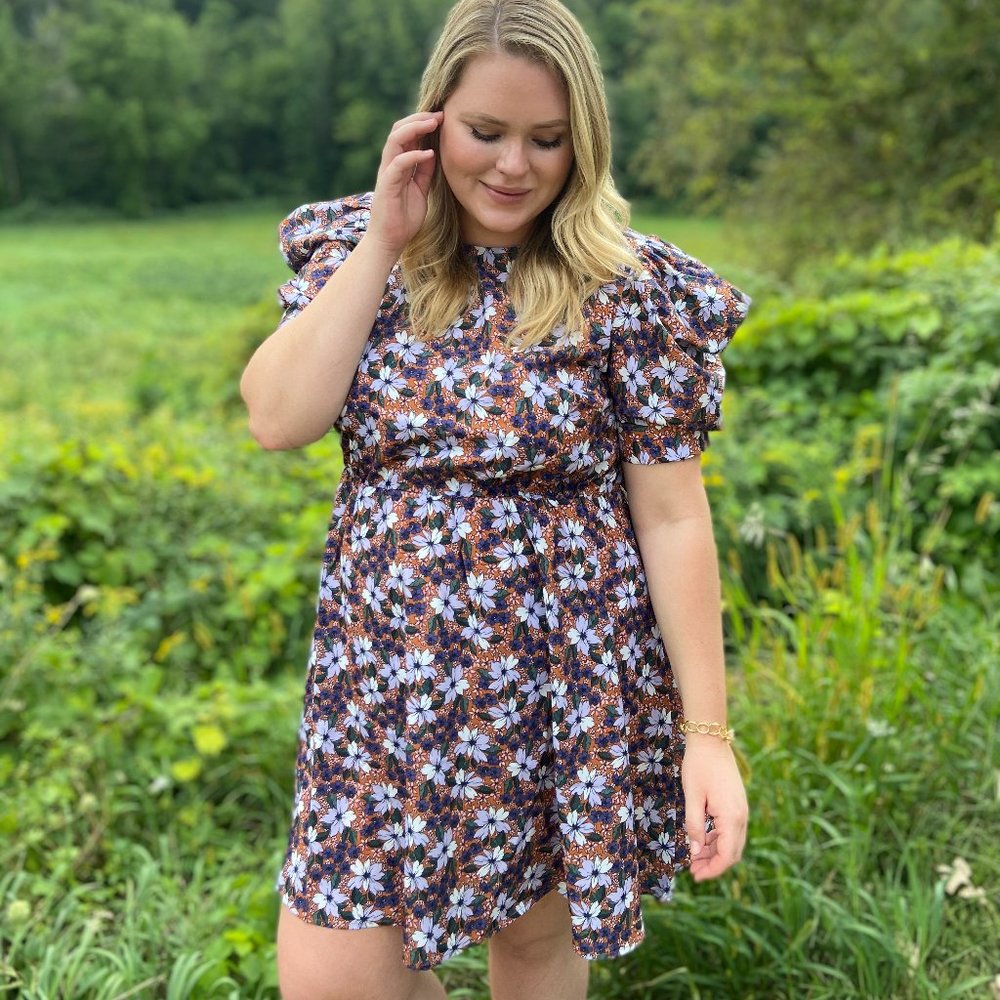 Eloquii Floral Puff Sleeve Dress Size 16